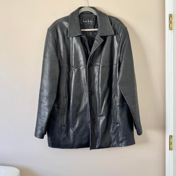 Nicole Miller Jackets & Blazers - 90s Y2K Large black leather jacket Nicole Miller